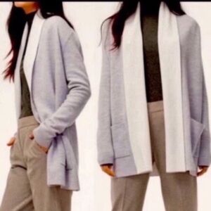 Grey & White Wool Blend Babaton Cardigan